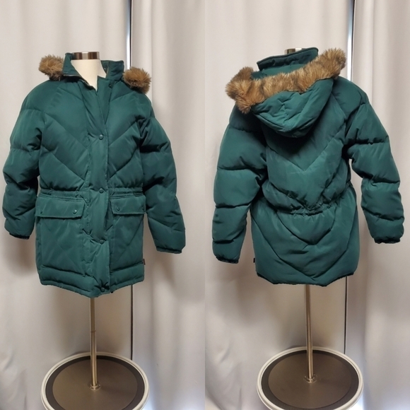 Woolrich Quilted Down Filled Puffer Jacket Parka Winter Coat Forest Green Small - Picture 7 of 8